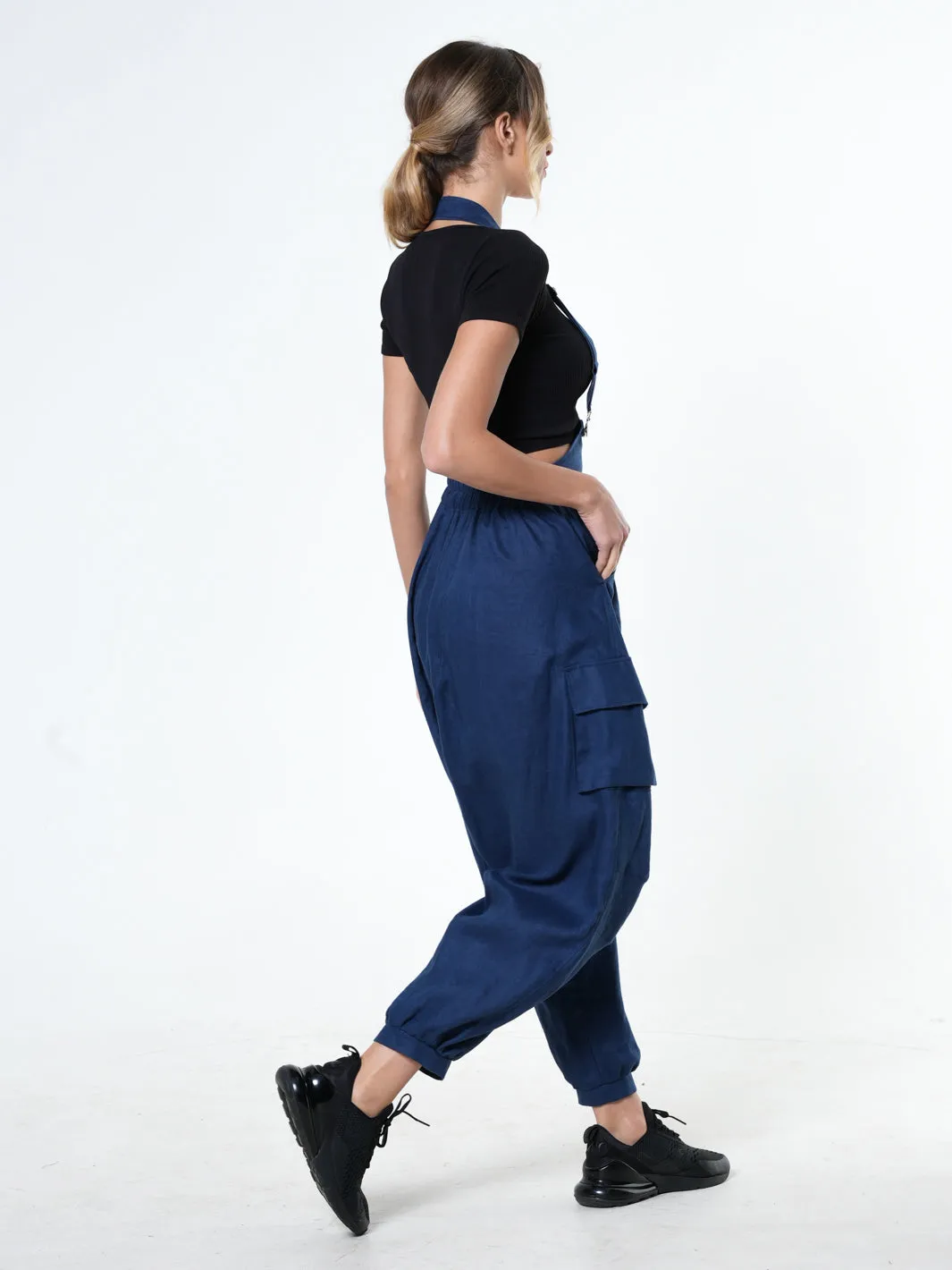 Oversize Linen Jumpsuit In Blue