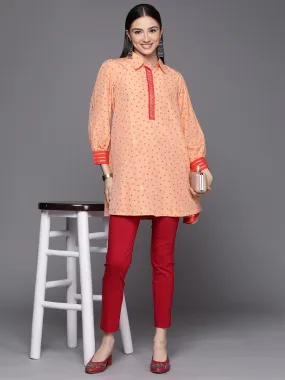 Peach Crepe Printed Tunic