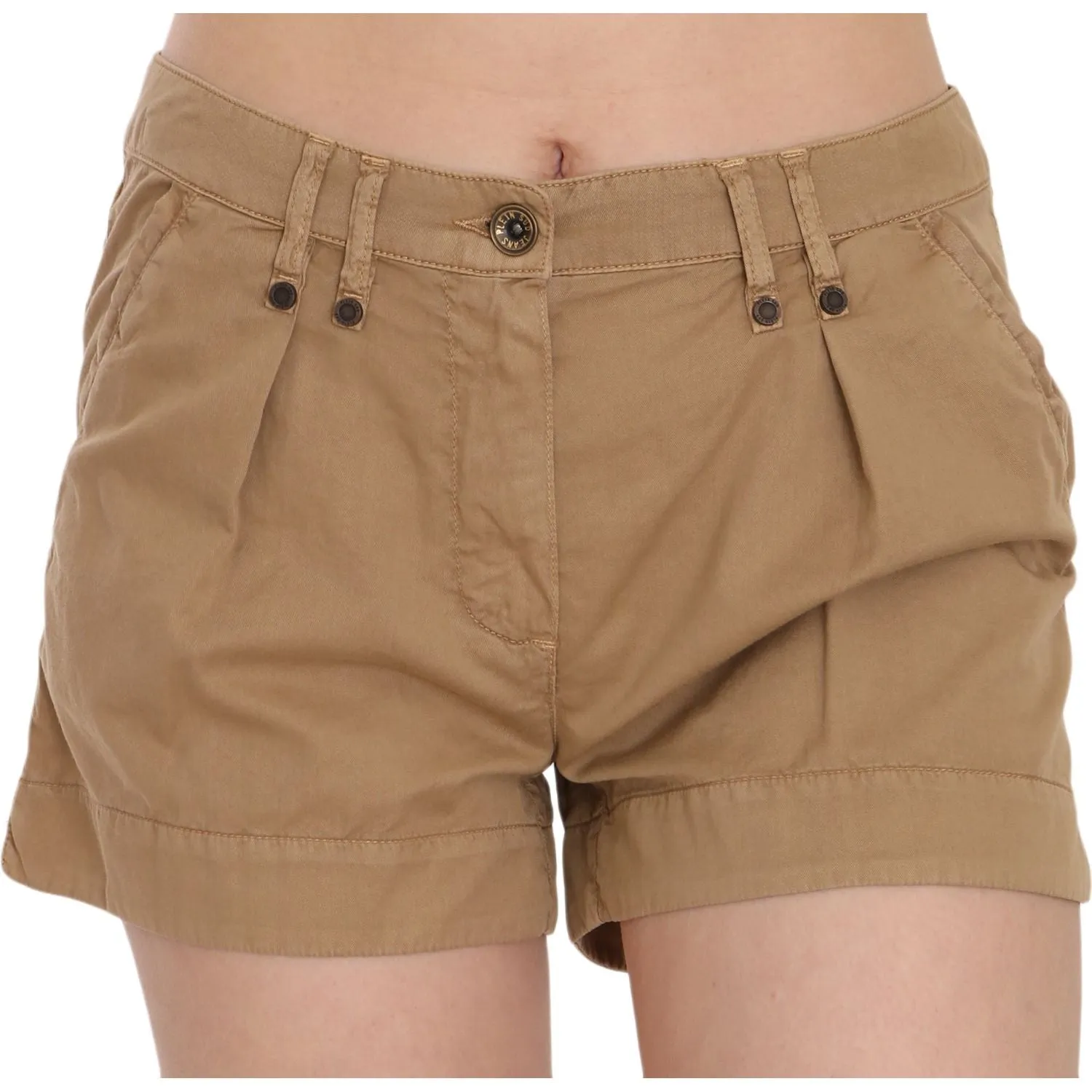 PLEIN SUD Chic Brown Mid Waist Mini Shorts