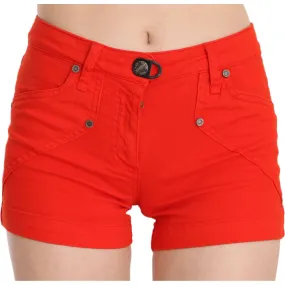 PLEIN SUD Chic Mid Waist Mini Shorts in Vibrant Orange