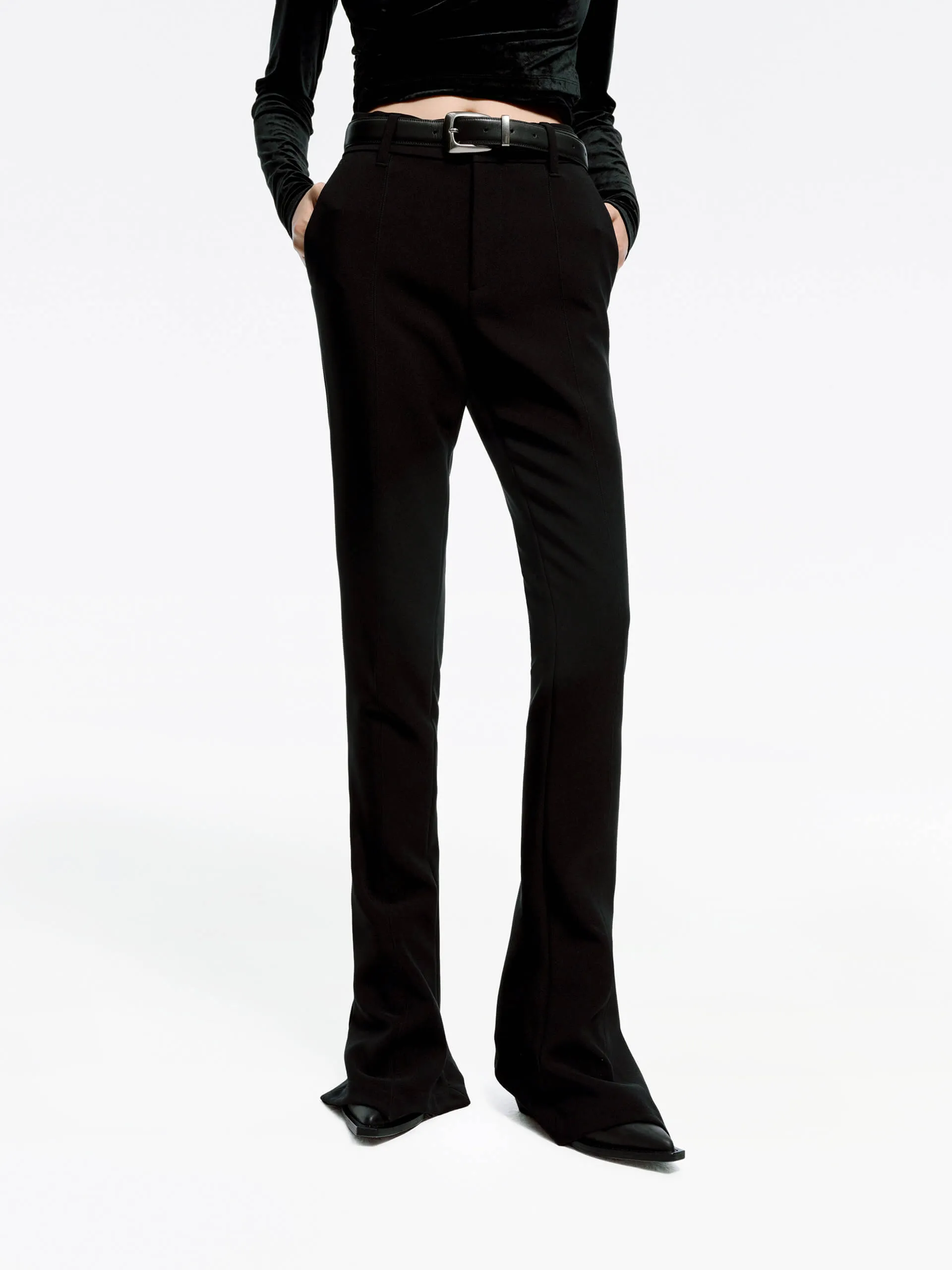 Pointed Hem Tailored Pants