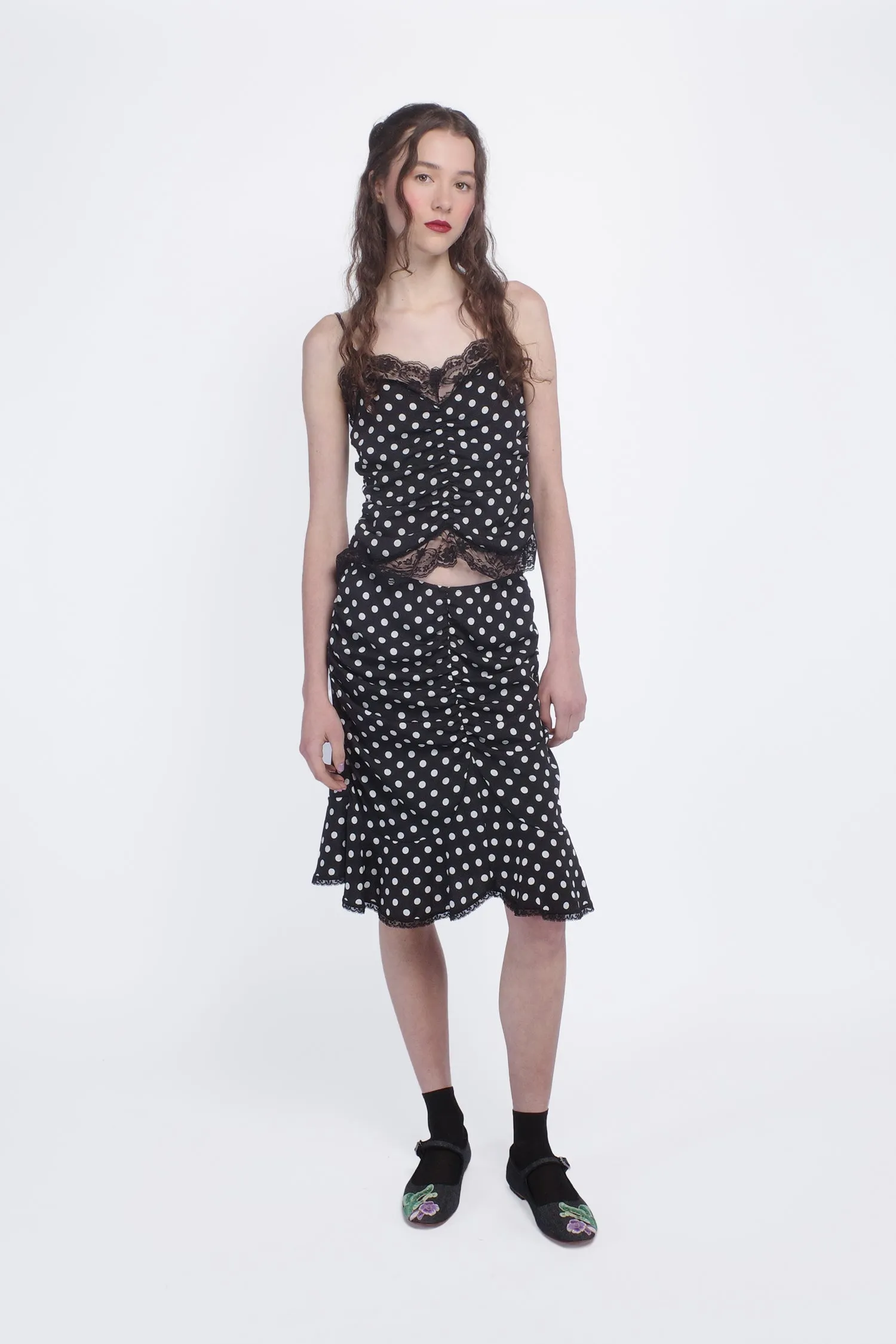 Polka Dot Ruched Skirt