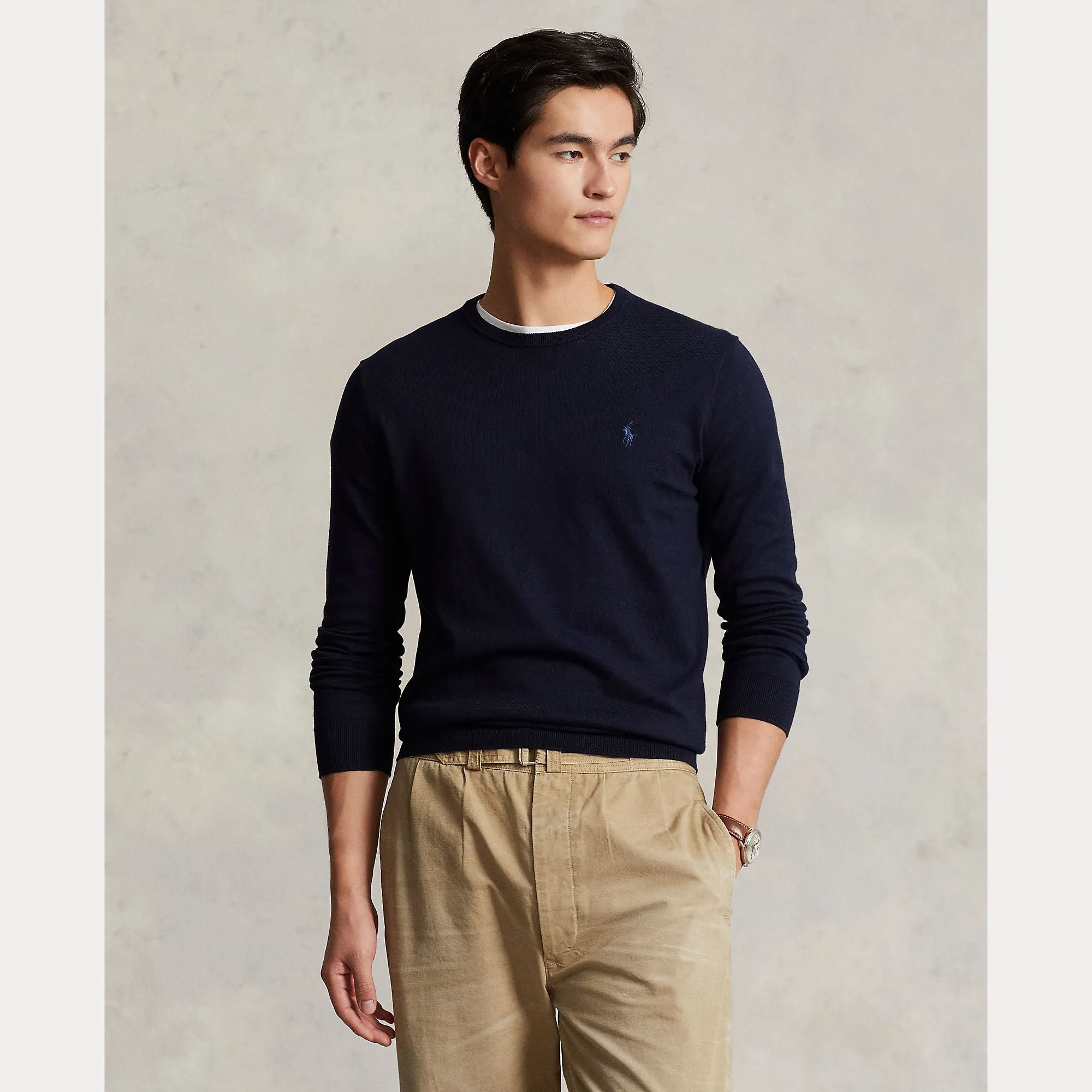 Polo Ralph Lauren Slim Fit Cotton Sweater - Navy