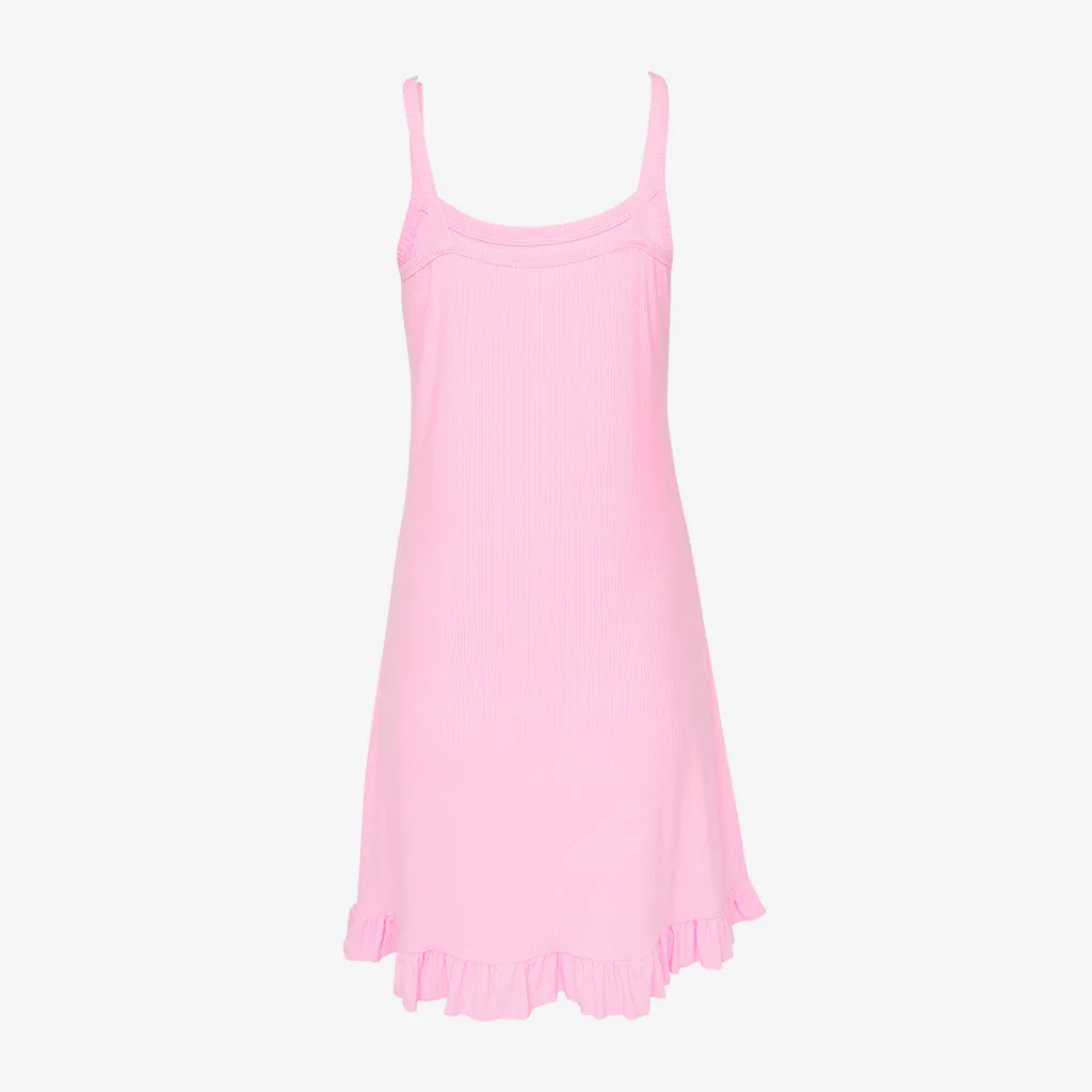 Posh Pink Ribbed Women's Sleeveless Slip Dress