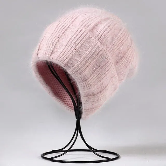 Rabbit Fur Soft Beanie - Warm and Stylish Winter Hat for Outdoor Activities