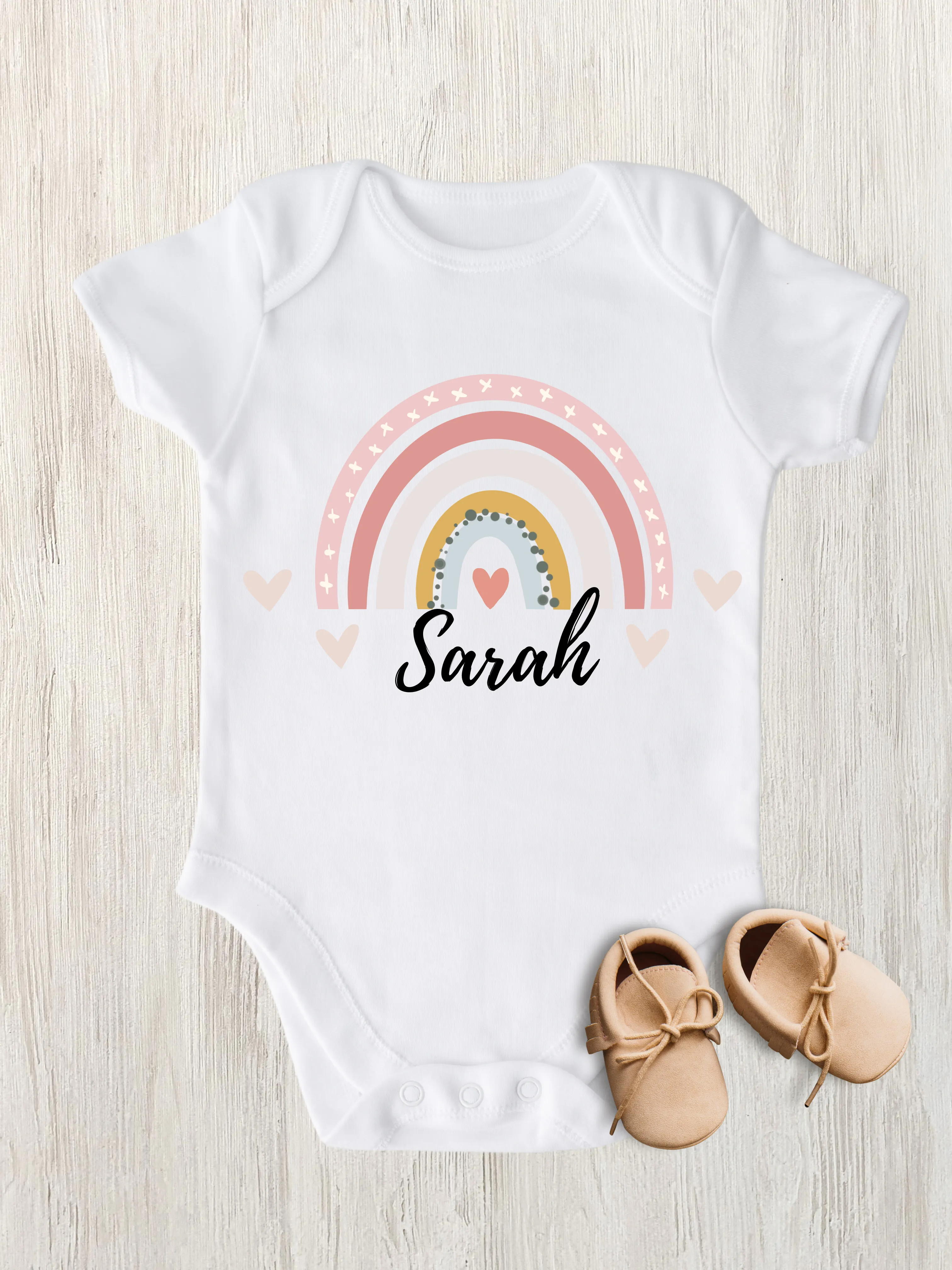 Rainbow Personalized Baby Gil Onesies