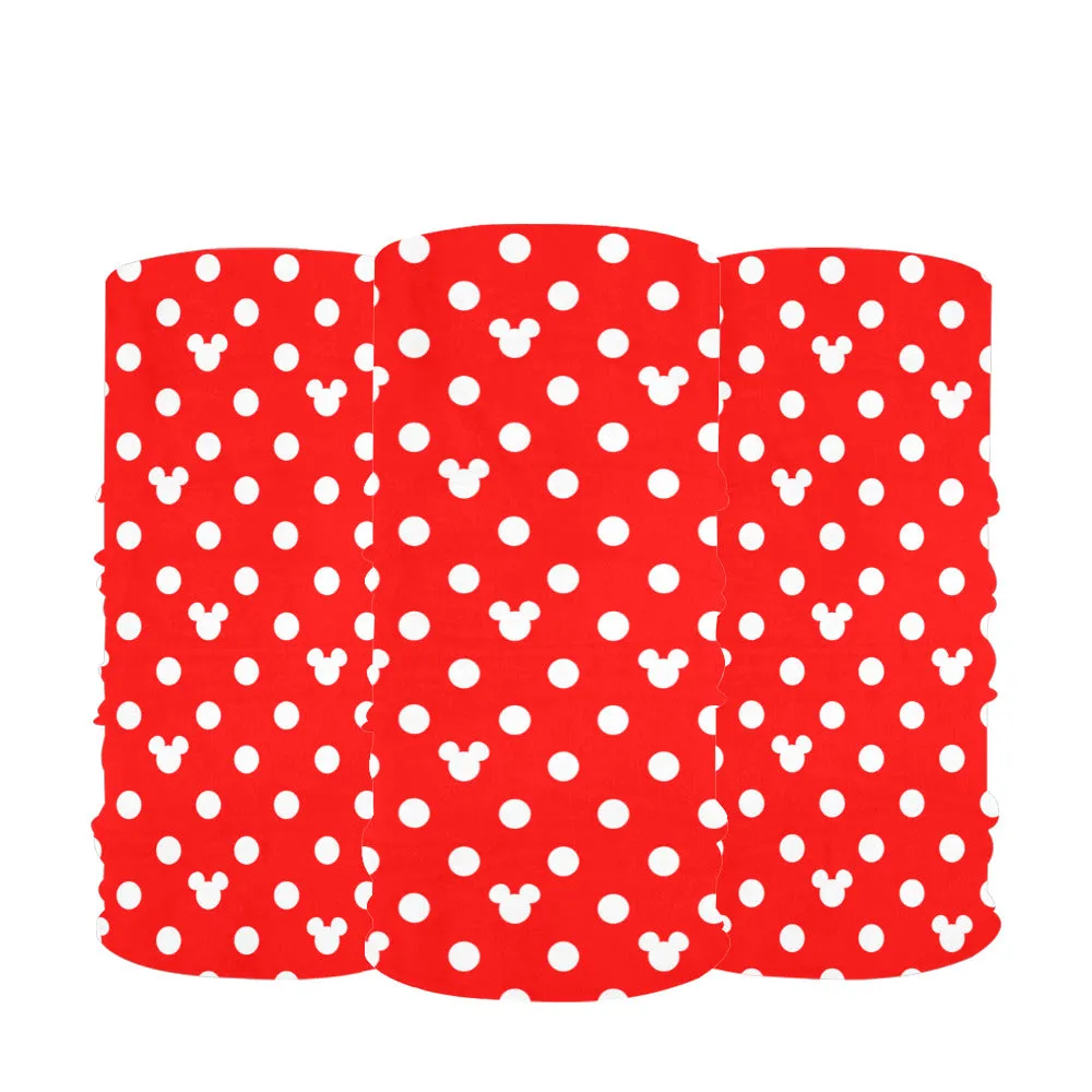 Red With White Mickey Polka Dots Multifunctional Headwear (Pack of 3)