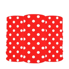 Red With White Polka Dots Multifunctional Headwear (Pack of 3)