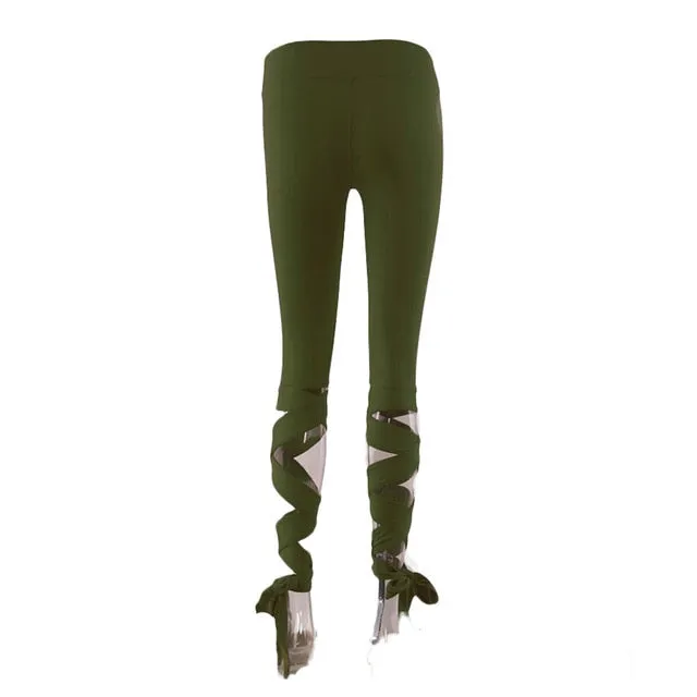 Ribbon Yoga Pants - Army Green