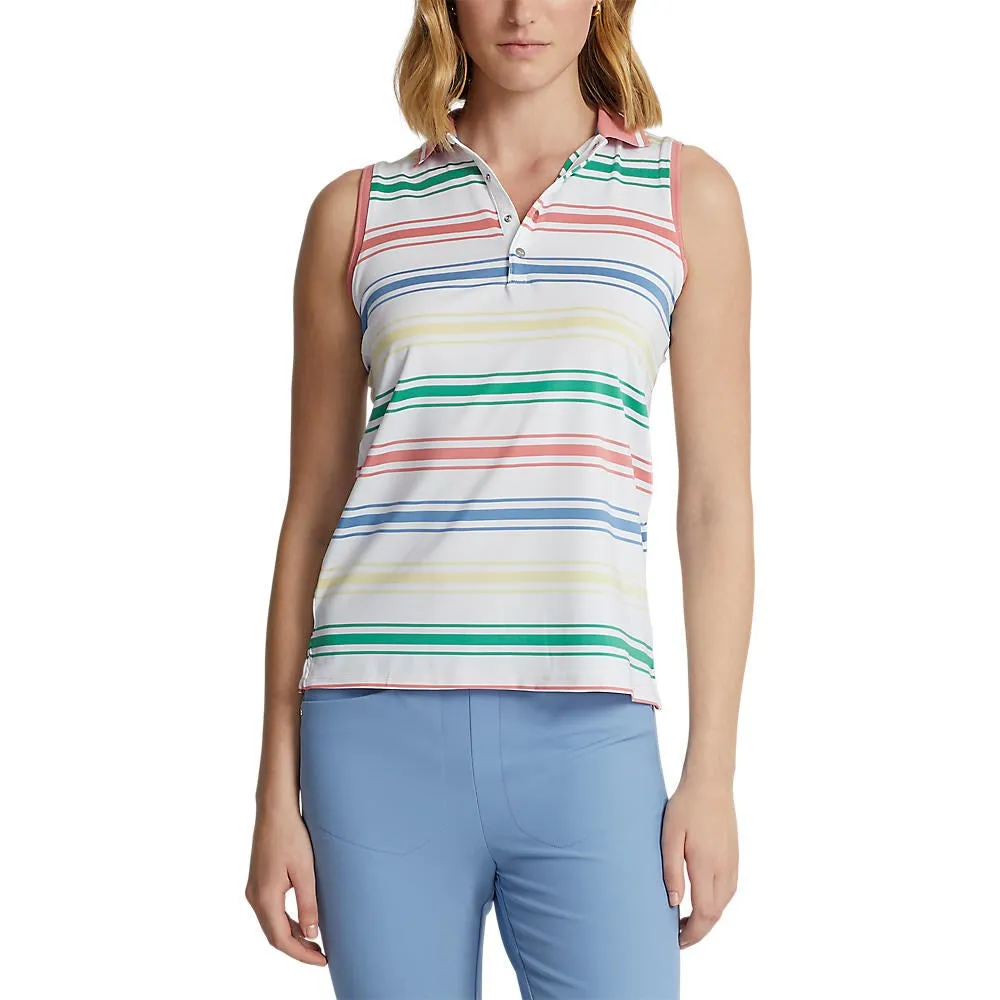 RLX Ralph Lauren Women's Printed Airflow Sleeveless Golf Shirt - Pure White Multi