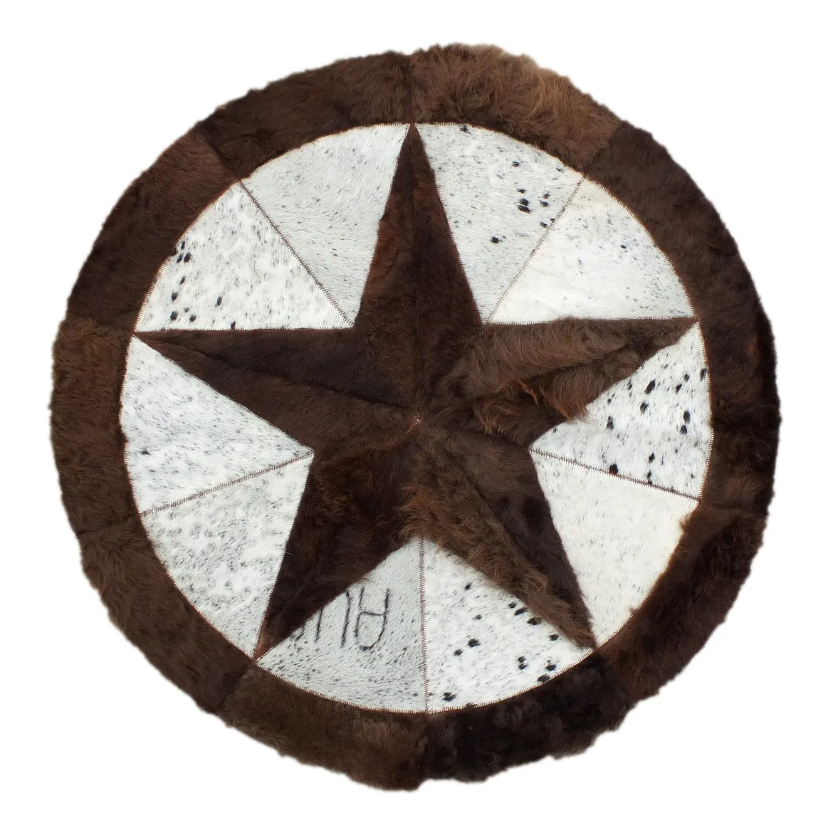 Round Western Rug - Bison Star & Edge (Black Speckled)