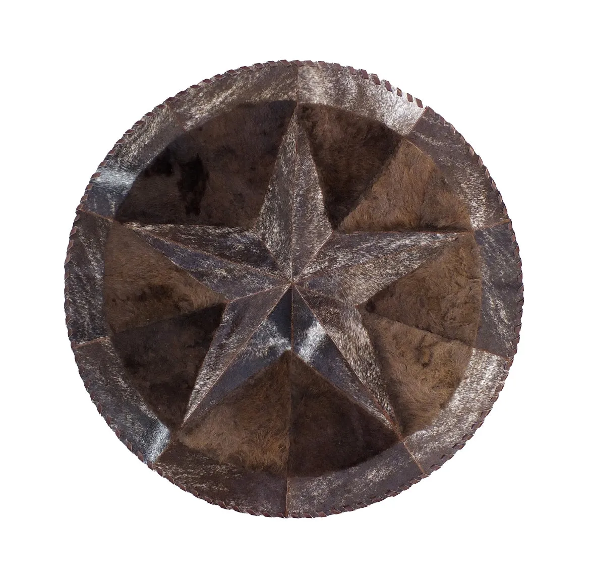 Round Western Rug - Bison Star & Edge (Brindle)