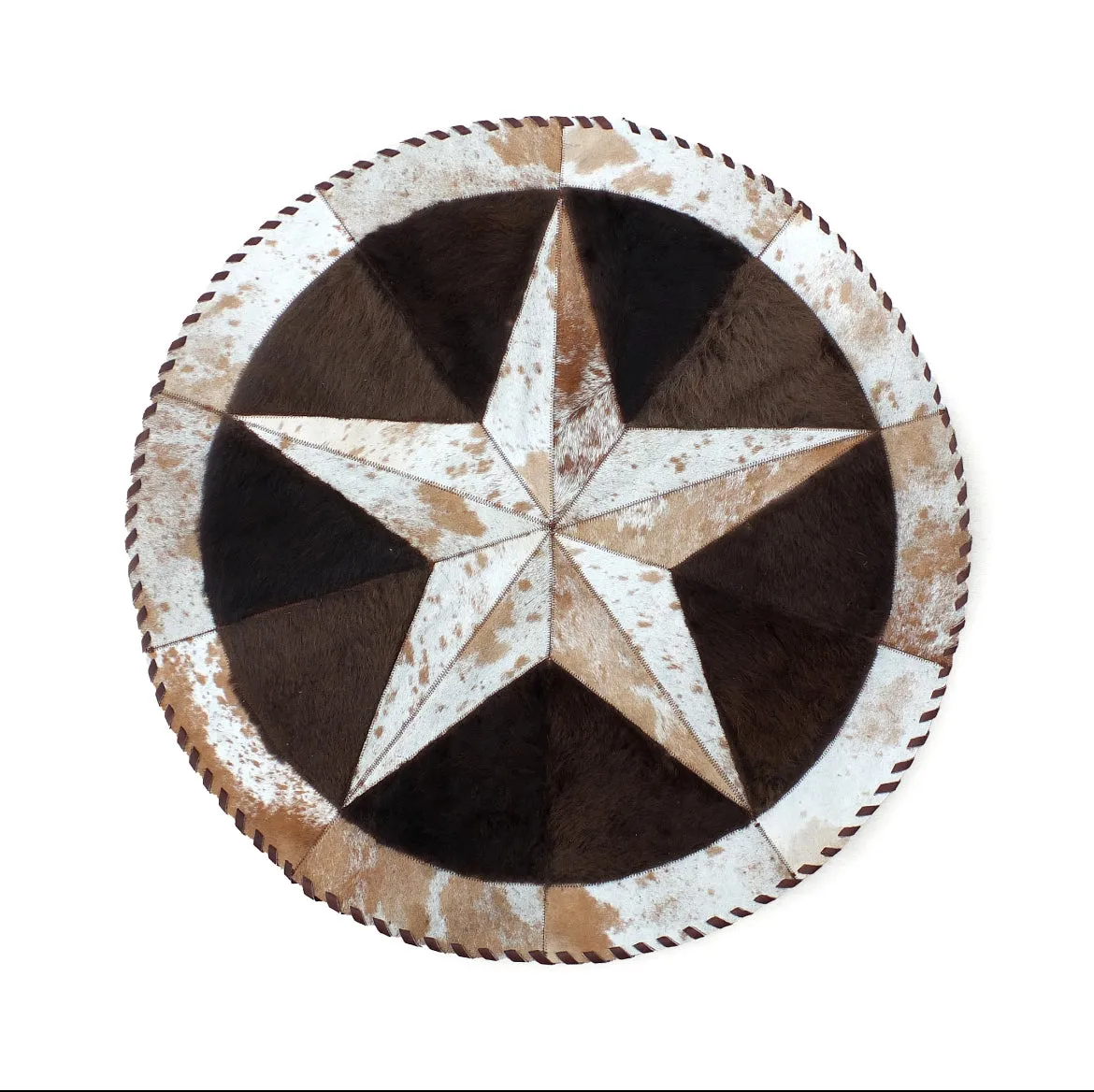 Round Western Rug - Bison Star & Edge (Brown spackle)