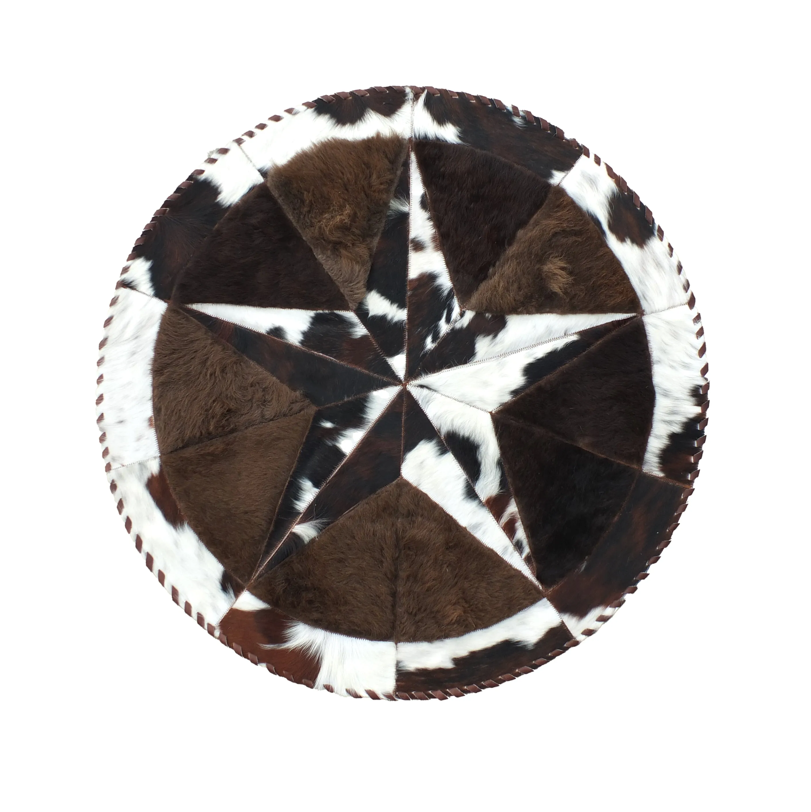 Roundw Western Rug - Cowhide Star & Edge Bison fill (Tricolor)