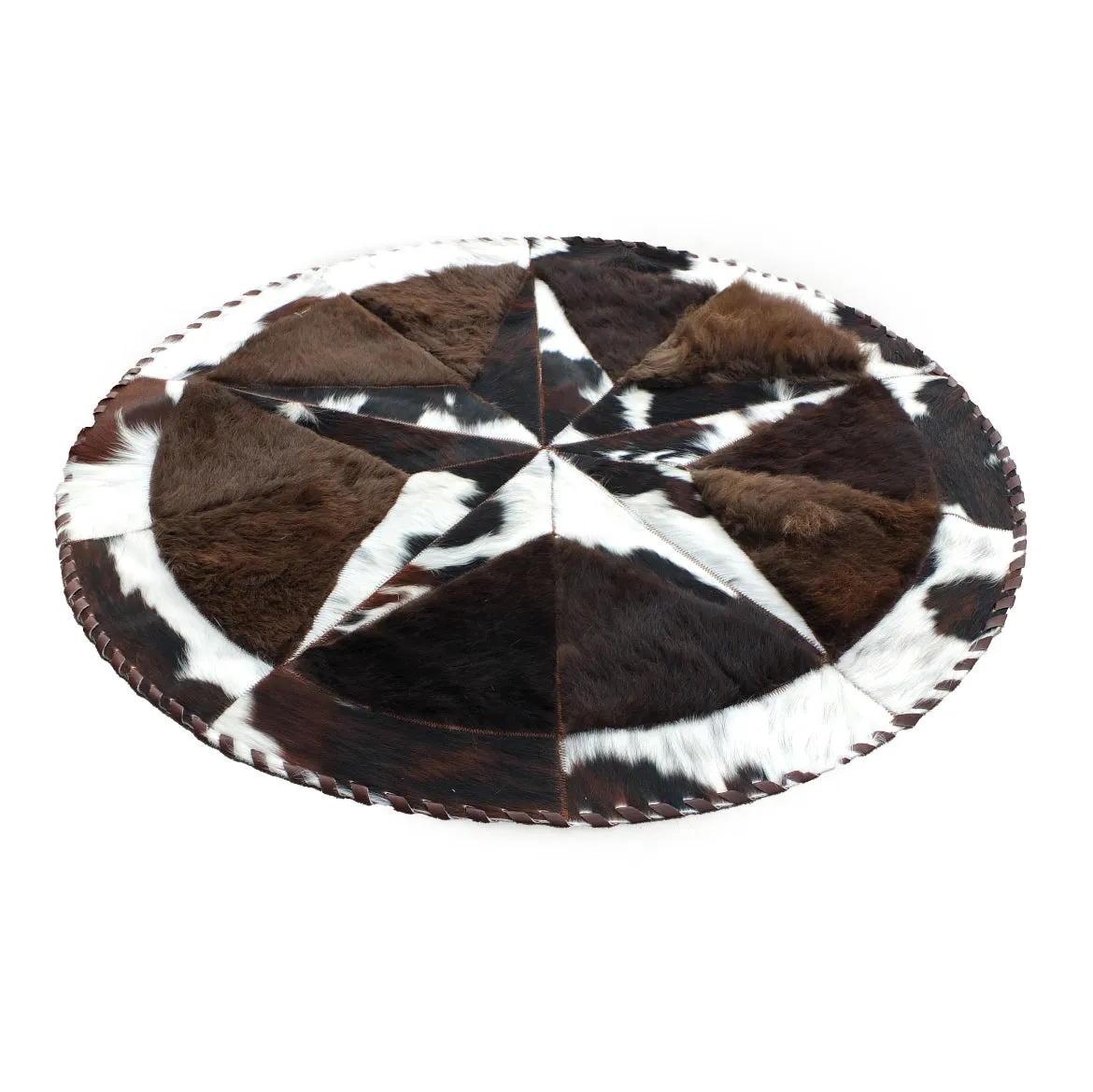 Roundw Western Rug - Cowhide Star & Edge Bison fill (Tricolor)