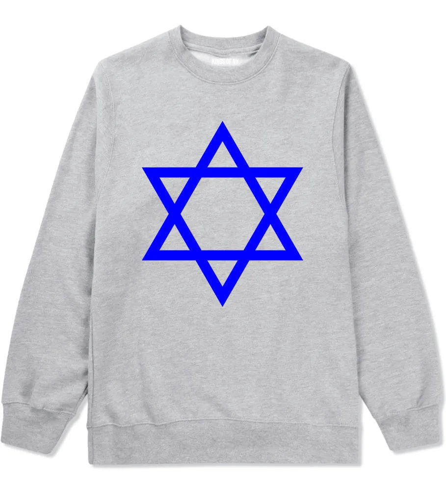 Royal Blue Star Of David Jewish Mens Crewneck Sweatshirt