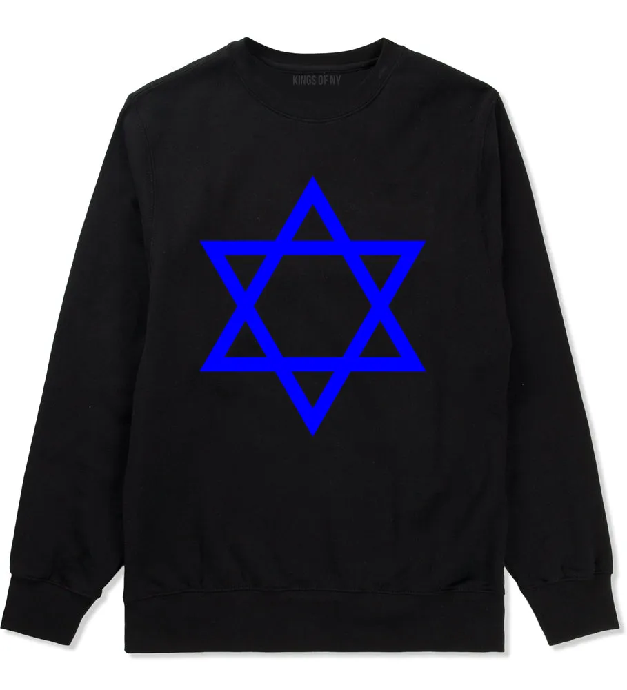 Royal Blue Star Of David Jewish Mens Crewneck Sweatshirt