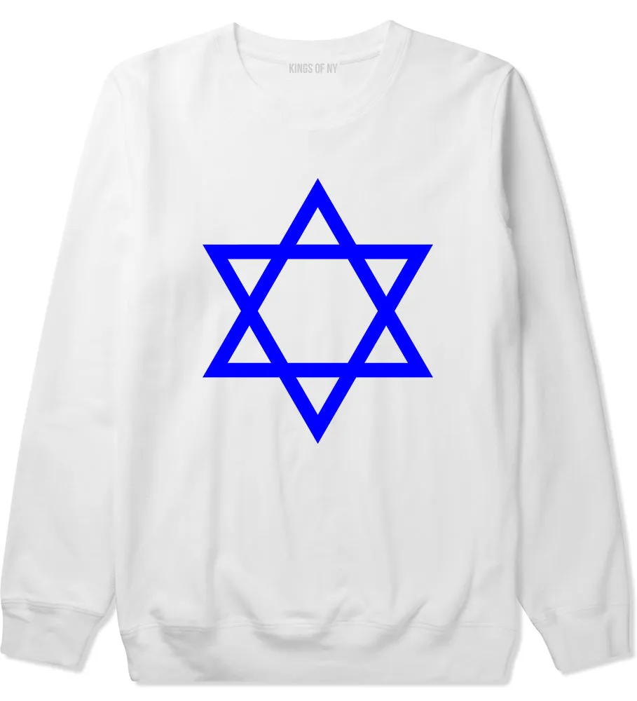 Royal Blue Star Of David Jewish Mens Crewneck Sweatshirt