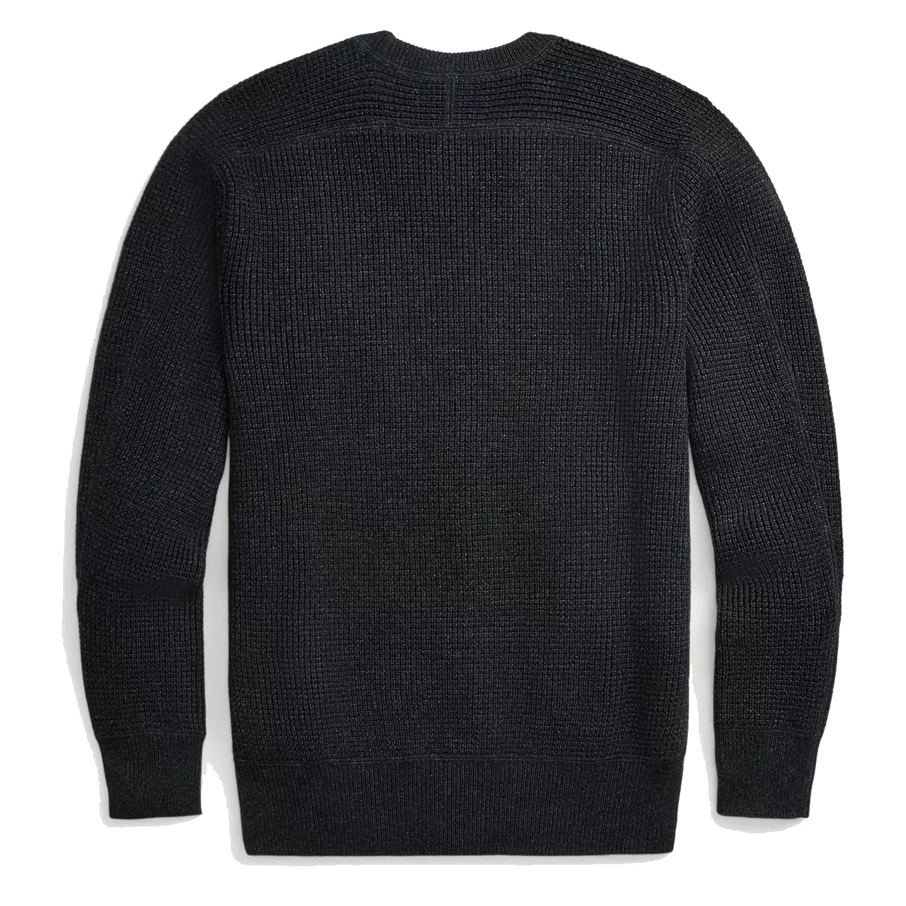 RRL by Ralph Lauren Waffle-Knit Cotton-Wool Jumper Black Heather