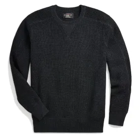 RRL by Ralph Lauren Waffle-Knit Cotton-Wool Jumper Black Heather