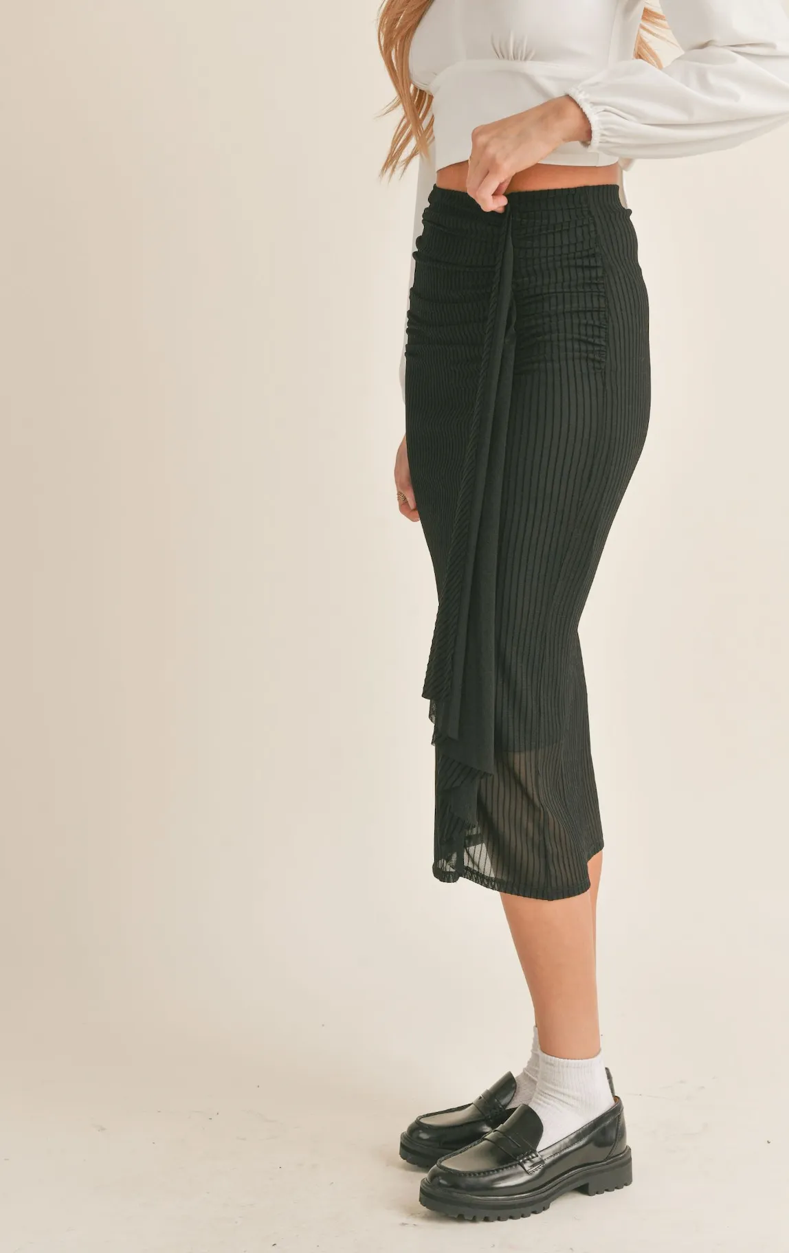 Ruched Midi Skirt