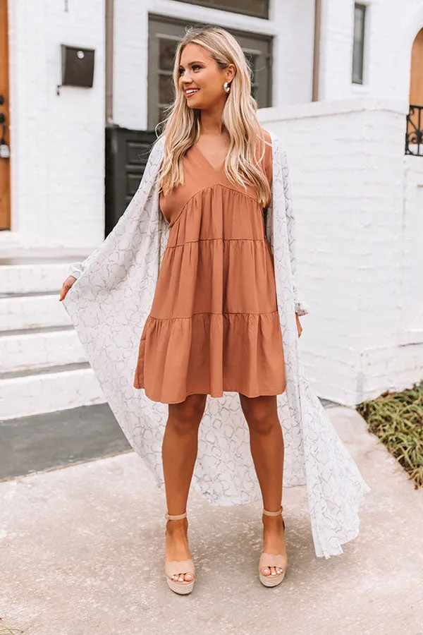 Santorini Swooning Babydoll Dress In Iced Mocha