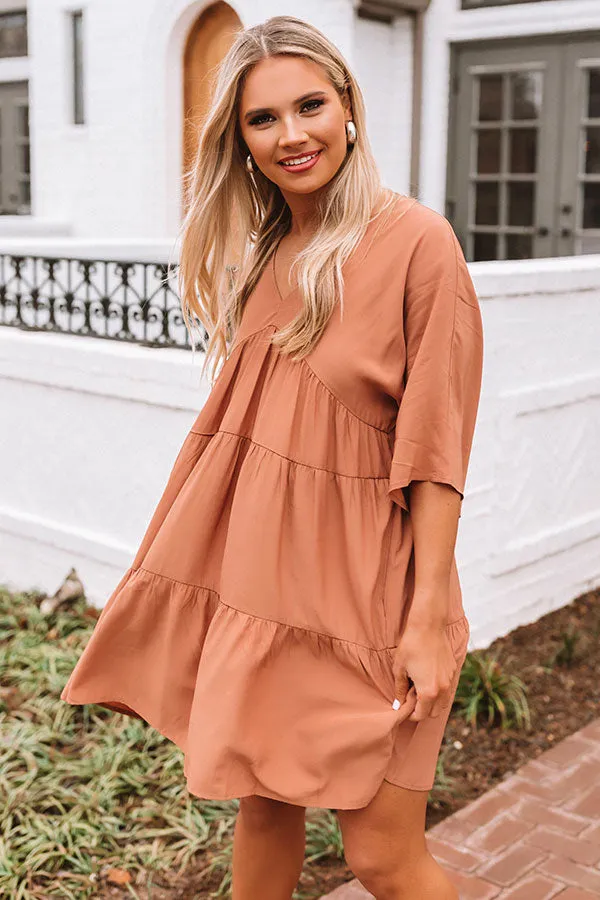 Santorini Swooning Babydoll Dress In Iced Mocha