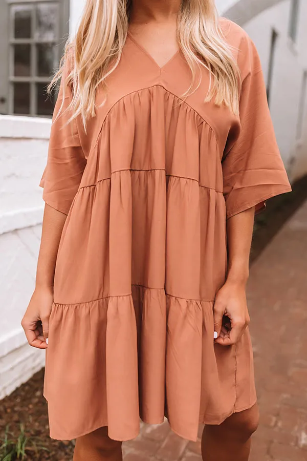 Santorini Swooning Babydoll Dress In Iced Mocha