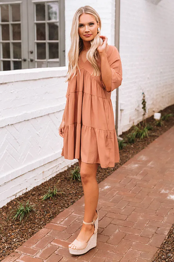 Santorini Swooning Babydoll Dress In Iced Mocha