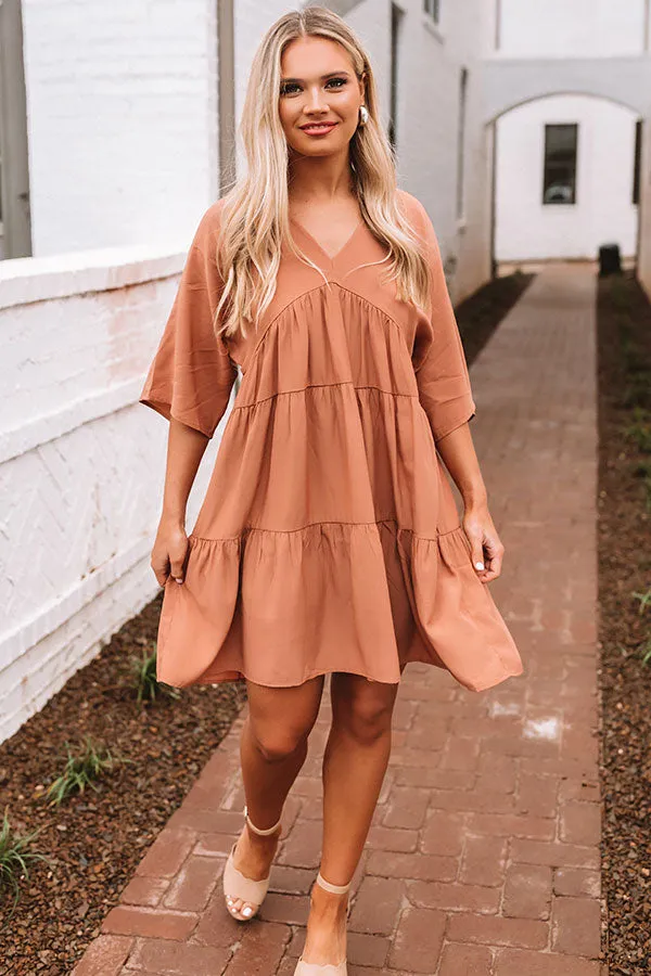 Santorini Swooning Babydoll Dress In Iced Mocha