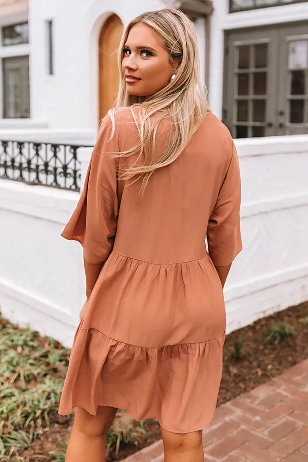 Santorini Swooning Babydoll Dress In Iced Mocha