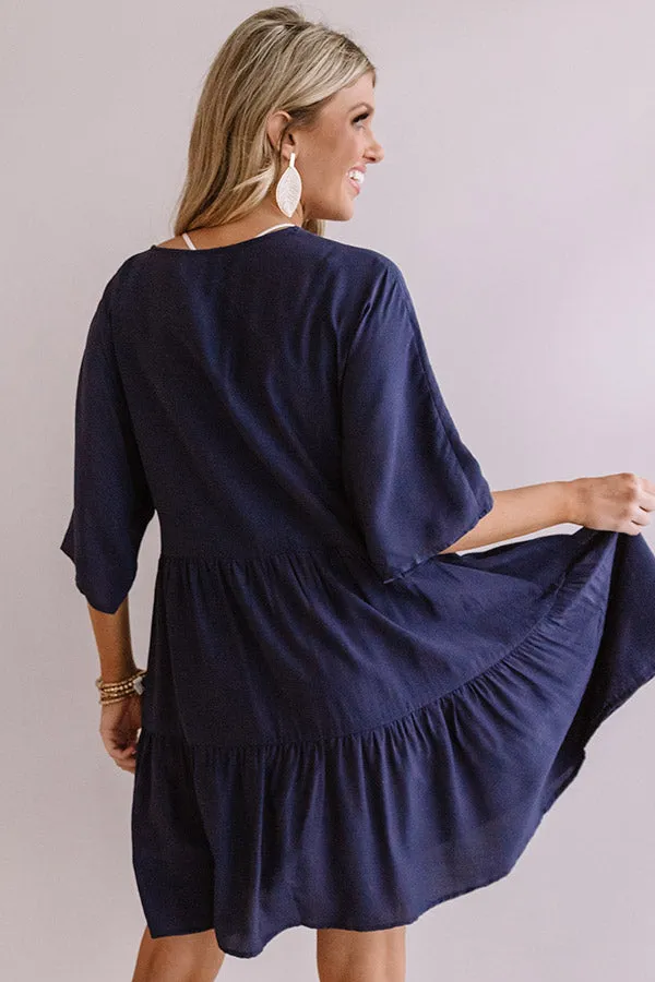 Santorini Swooning Babydoll Dress In Navy