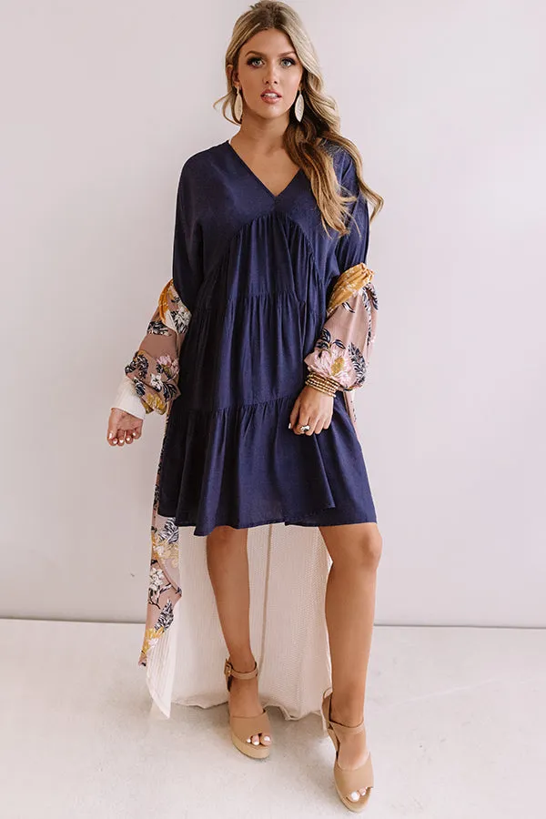 Santorini Swooning Babydoll Dress In Navy