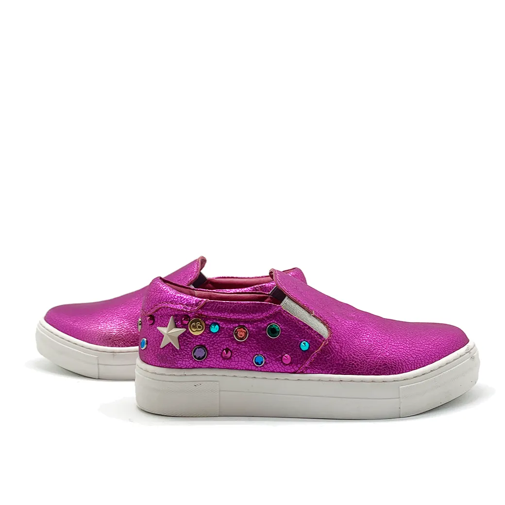 Scala Jewel- Fuchsia crack slip on sneaker