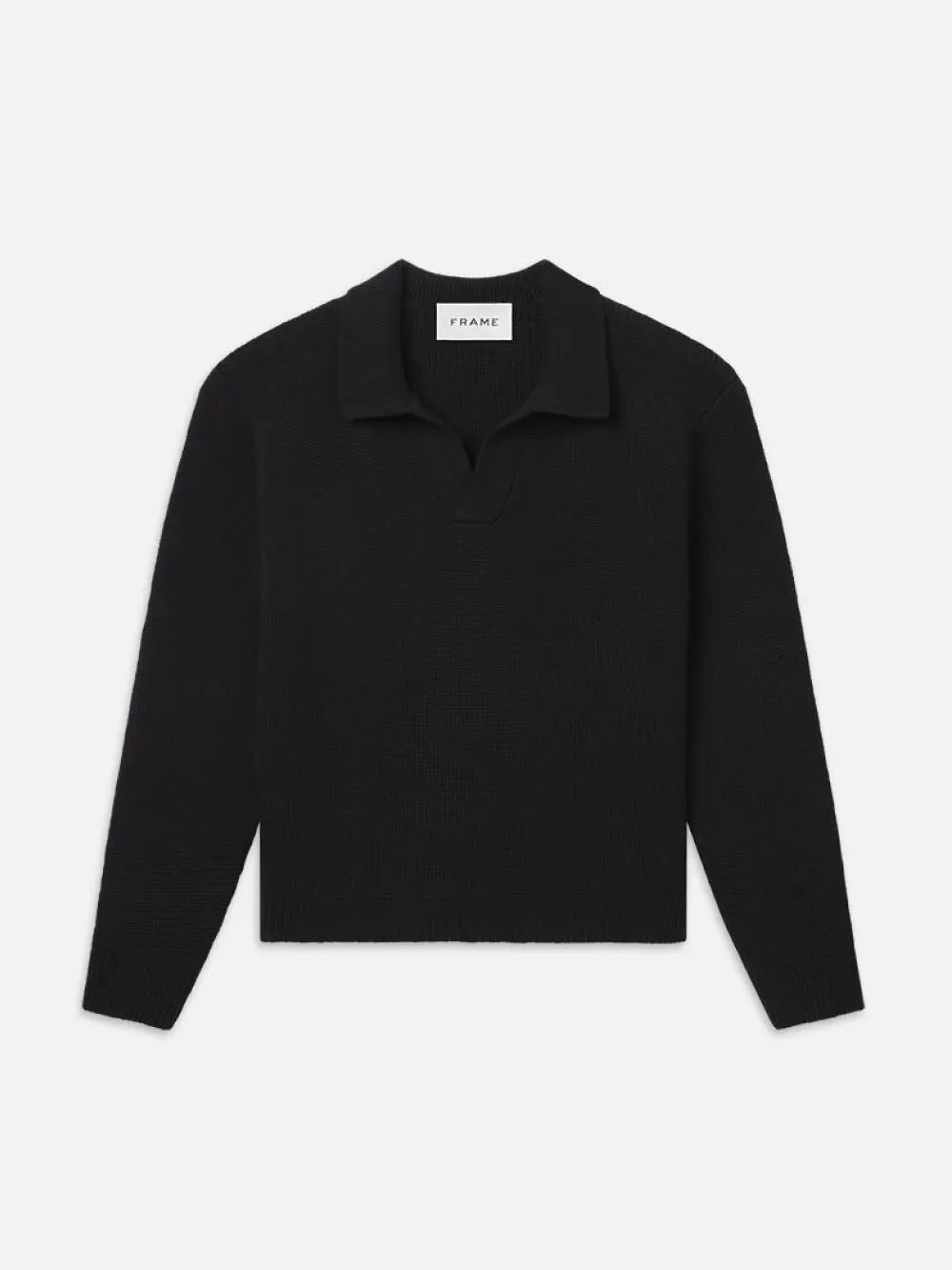 Silk Blend Polo Sweater -- Black