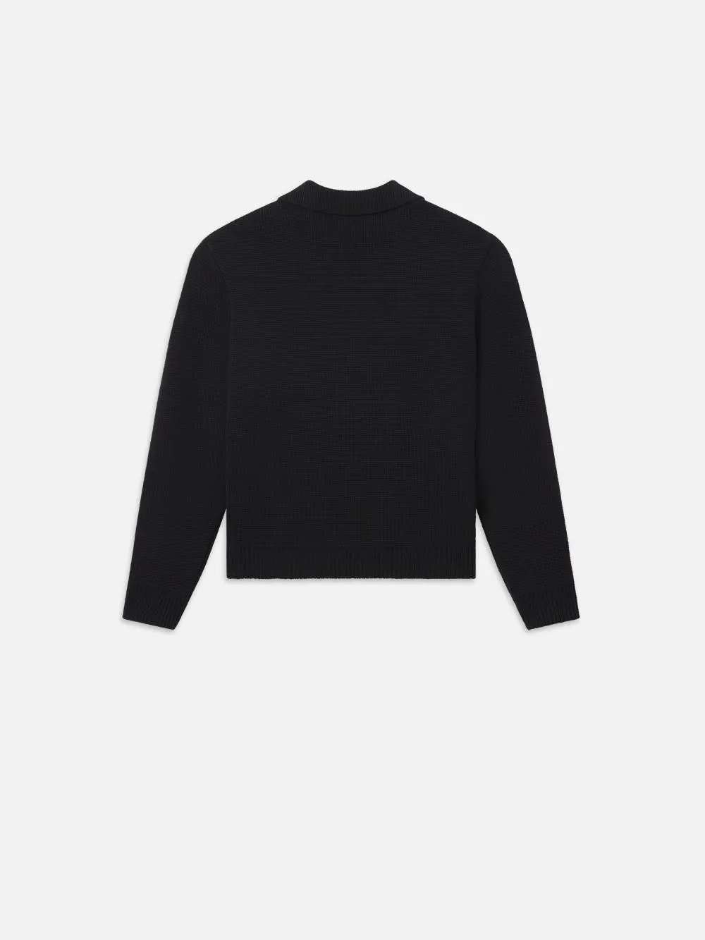 Silk Blend Polo Sweater -- Black