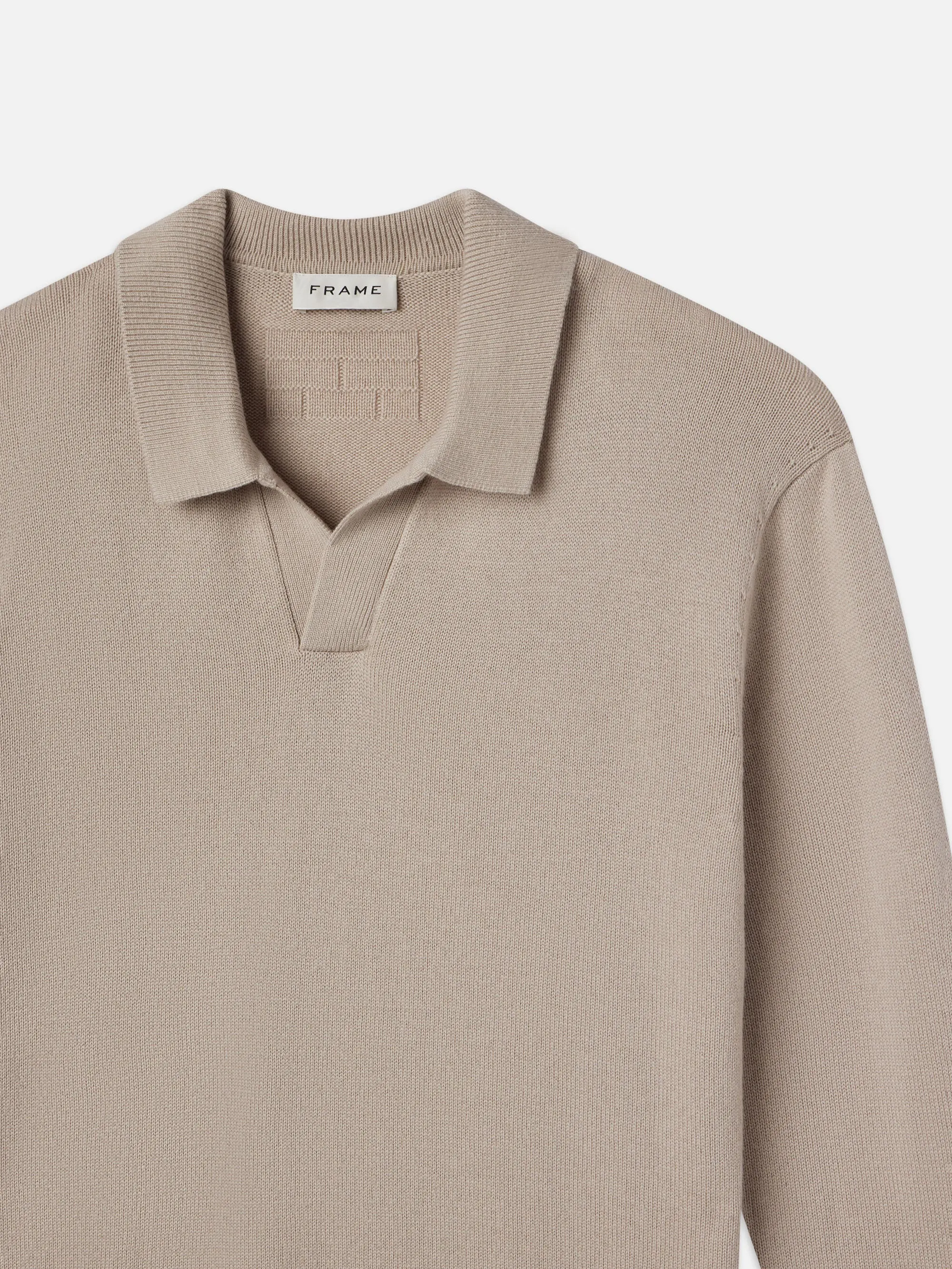 Silk Blend Polo Sweater -- Grey Beige