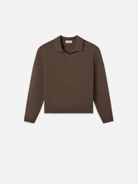 Silk Blend Polo Sweater -- Soft Mocha