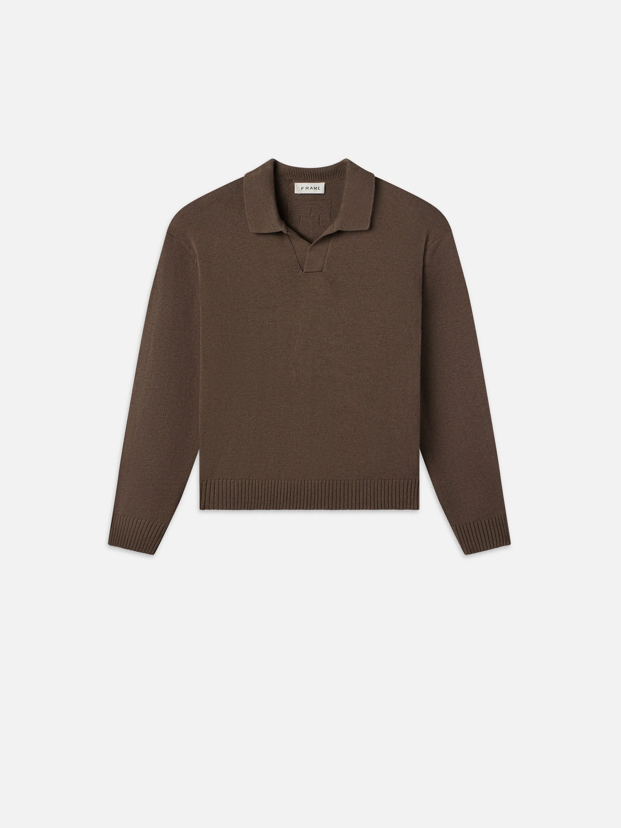 Silk Blend Polo Sweater -- Soft Mocha