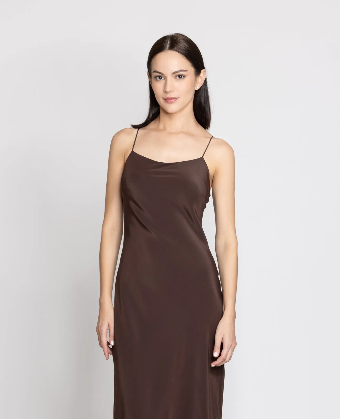 Silk Straight Neck Slip Dress