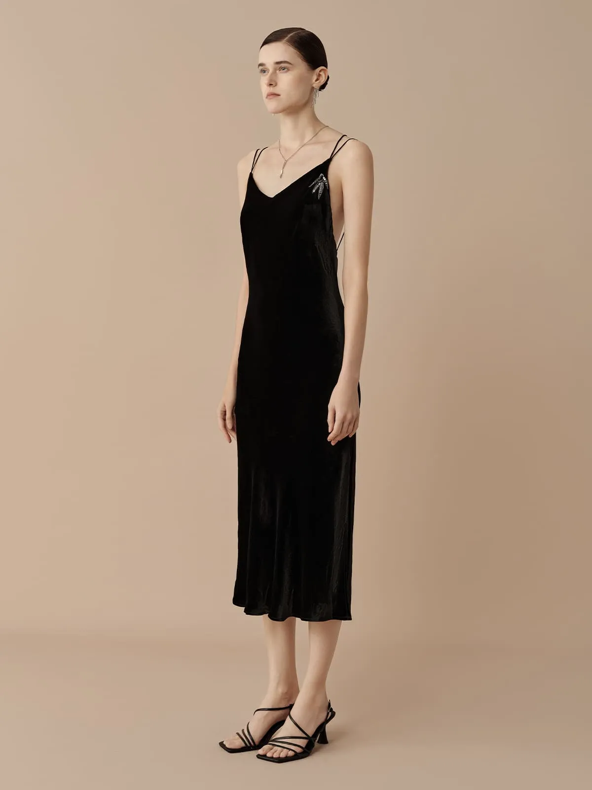 SILKINC Silk Velvet Long Slip Dress