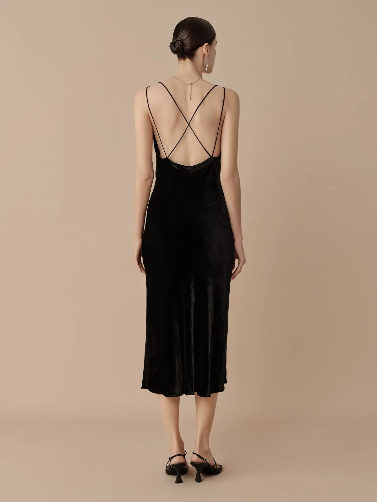 SILKINC Silk Velvet Long Slip Dress