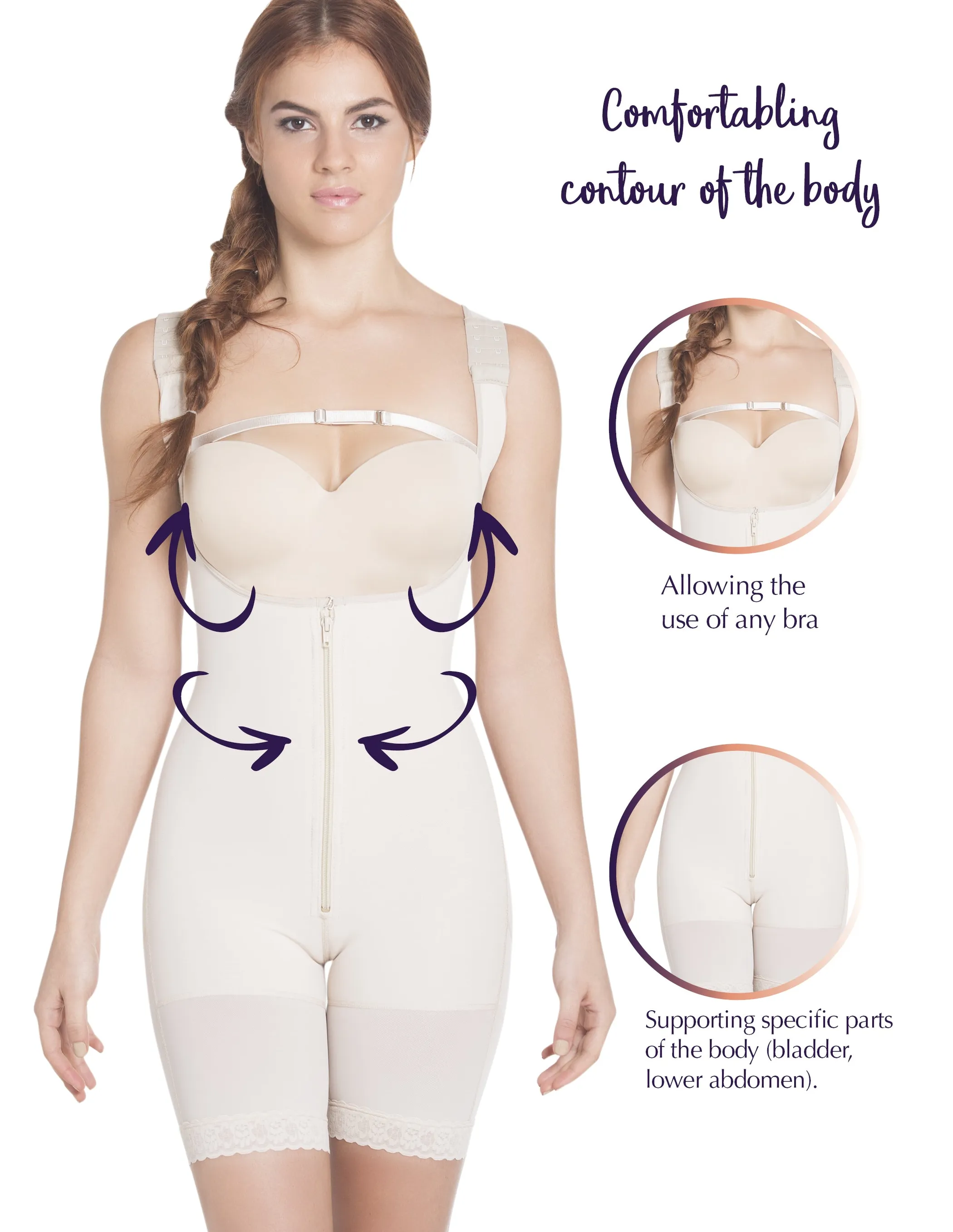 Siluet  Wide Straps Mid-Thigh Bodysuit Slimming Shaper