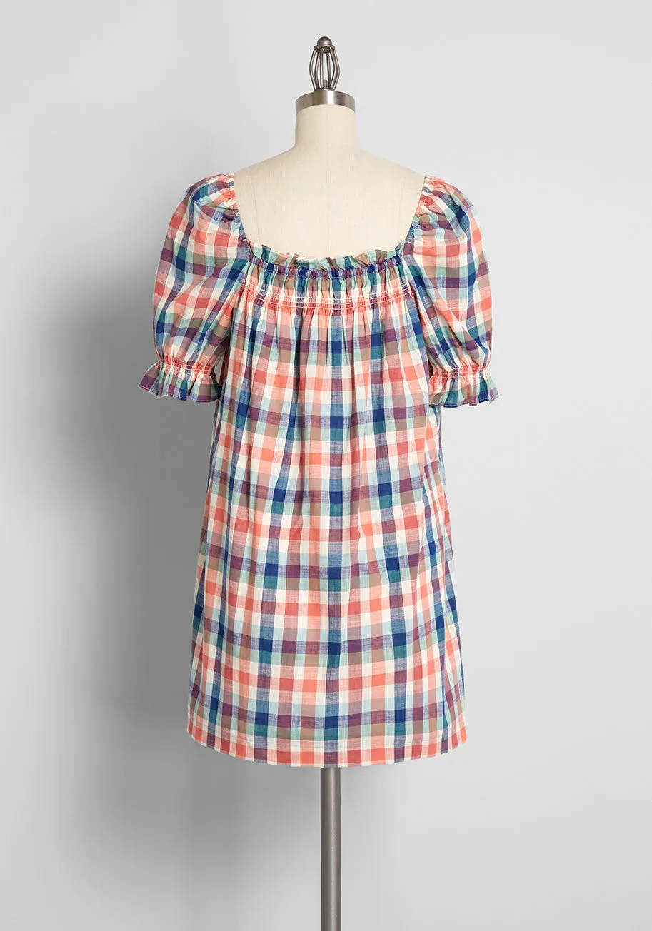 Smocked Babydoll Dress Summer Madras