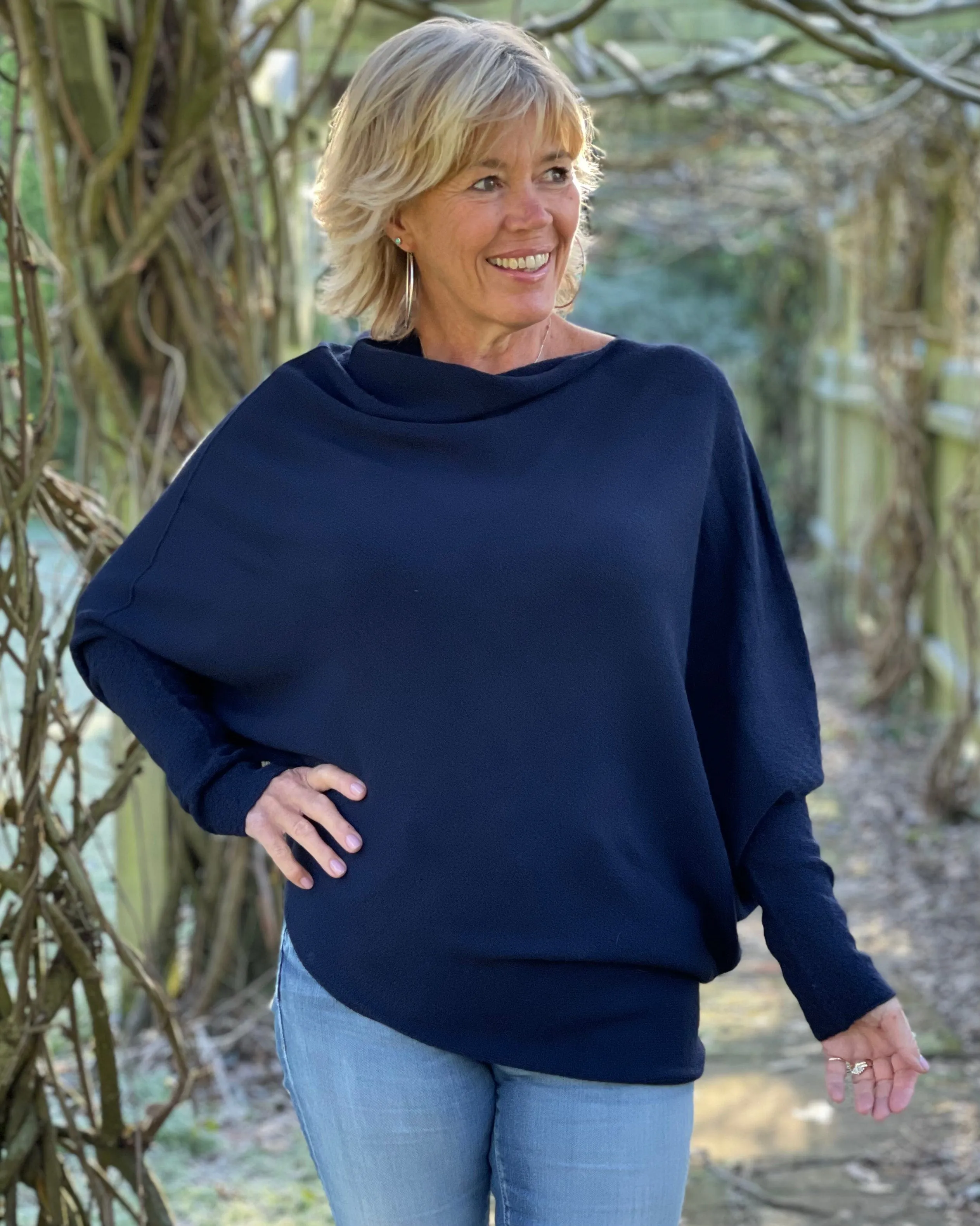 Soft Knit Asymmetric Jumper - Navy