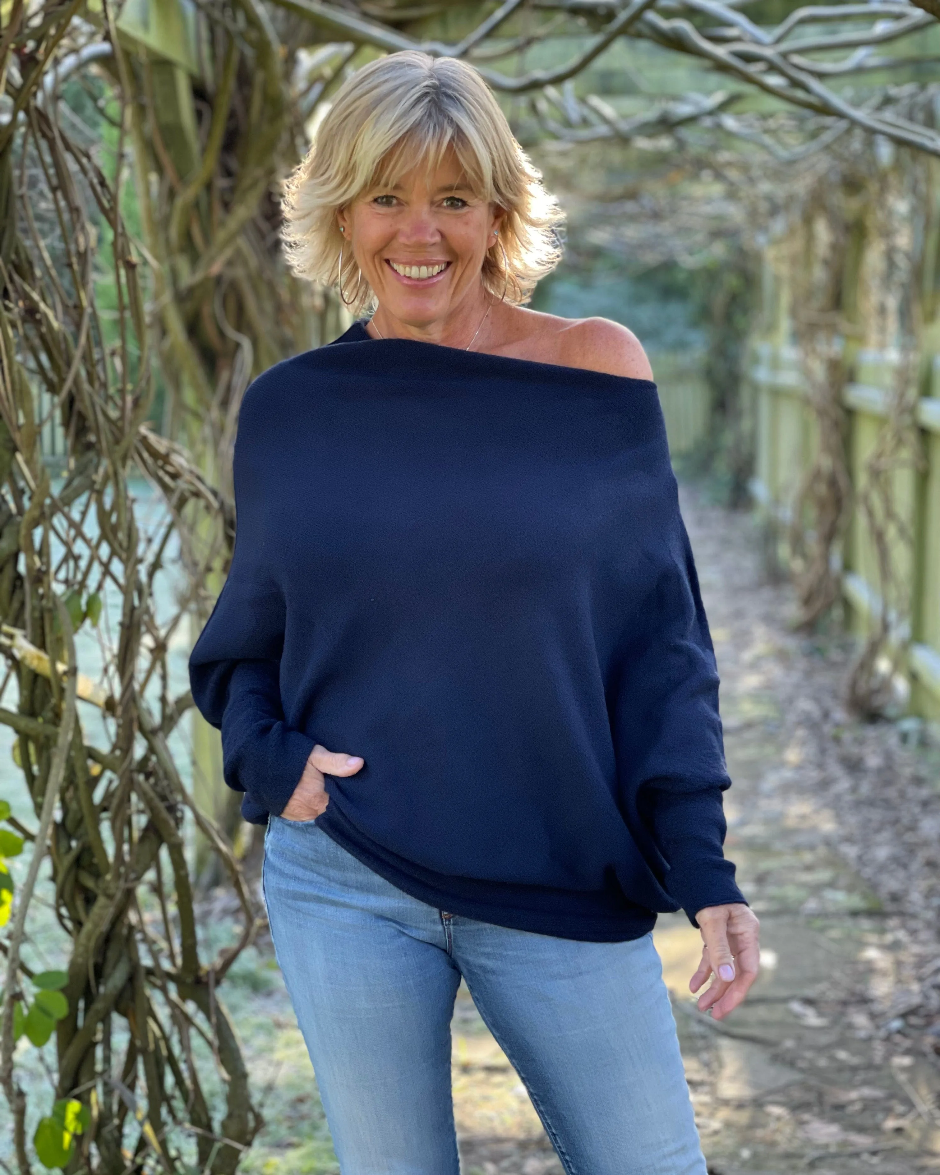 Soft Knit Asymmetric Jumper - Navy