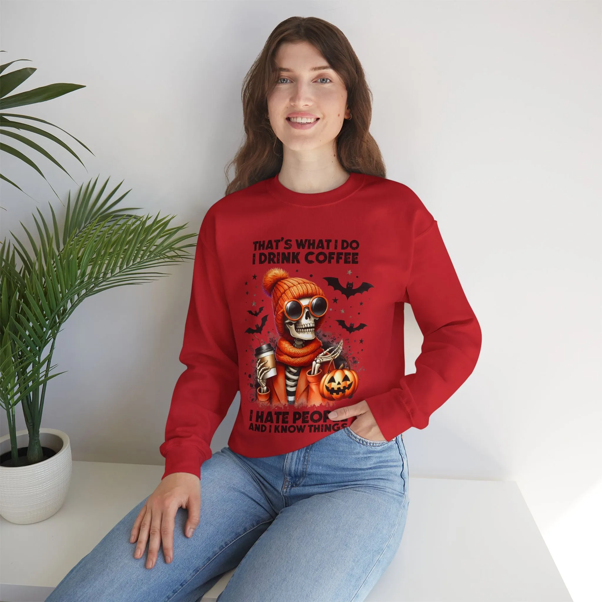 Spooky Halloween Skeleton Sweatshirt, Happy Halloween Sweatshirt - Unisex Heavy Blend Crewneck, Halloween Sweatshirt, Cute Spooky Ghost sweatshirt.