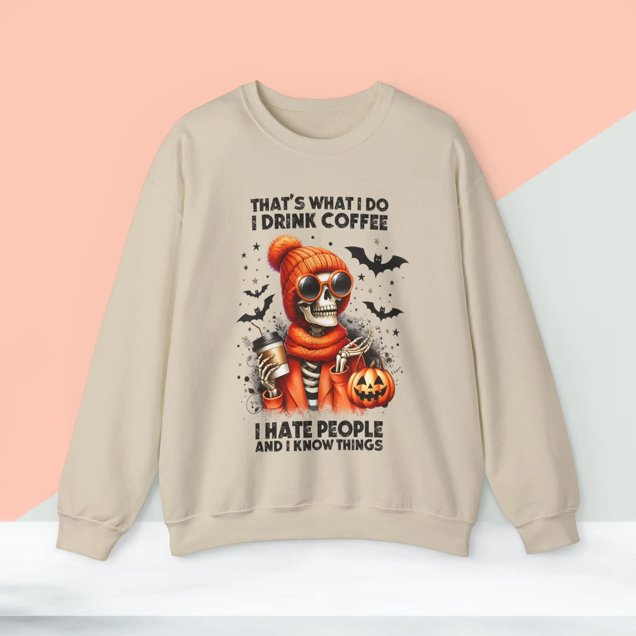 Spooky Halloween Skeleton Sweatshirt, Happy Halloween Sweatshirt - Unisex Heavy Blend Crewneck, Halloween Sweatshirt, Cute Spooky Ghost sweatshirt.