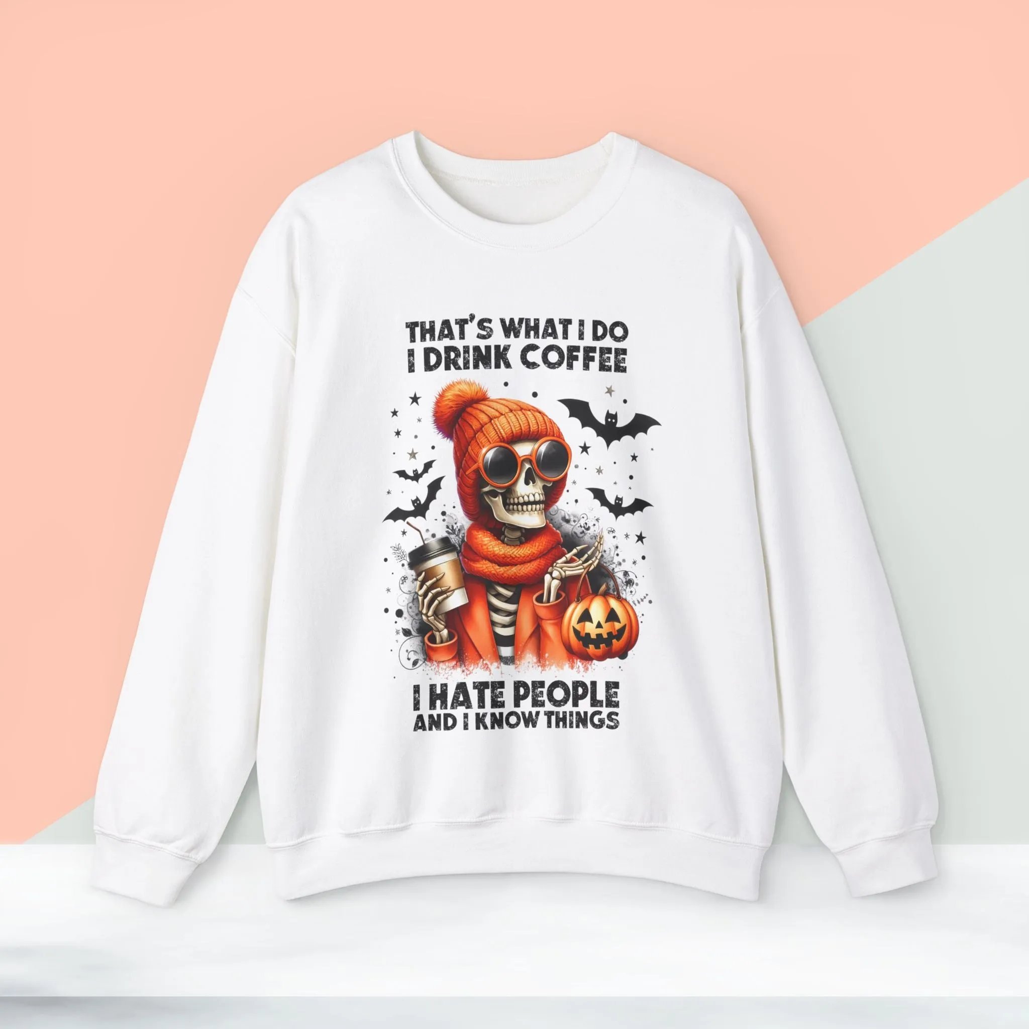 Spooky Halloween Skeleton Sweatshirt, Happy Halloween Sweatshirt - Unisex Heavy Blend Crewneck, Halloween Sweatshirt, Cute Spooky Ghost sweatshirt.