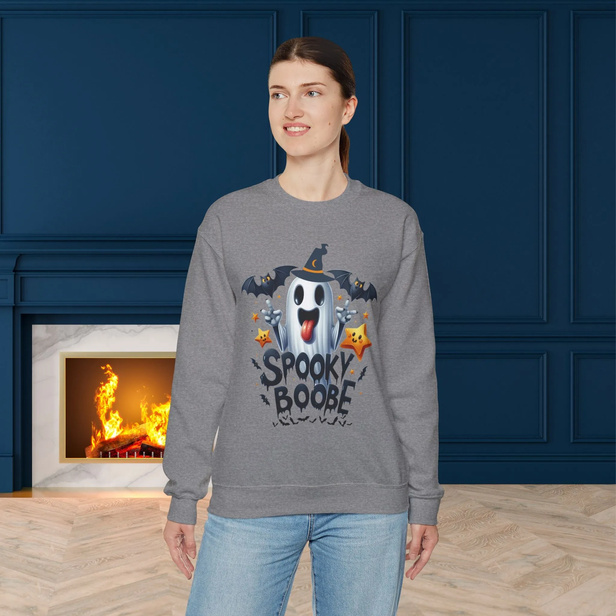 Spooky Halloween Sweatshirt - Unisex Heavy Blend Crewneck, halloween sweatshirt, cute spooky cat sweatshirt.